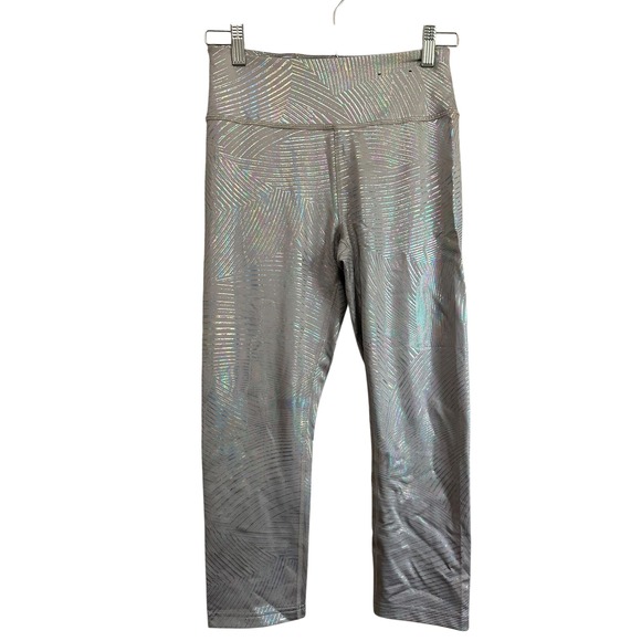 Fila Sport Womens Leggings High Waist Metallic Iridescent Gym Athletic Small - Picture 1 of 6